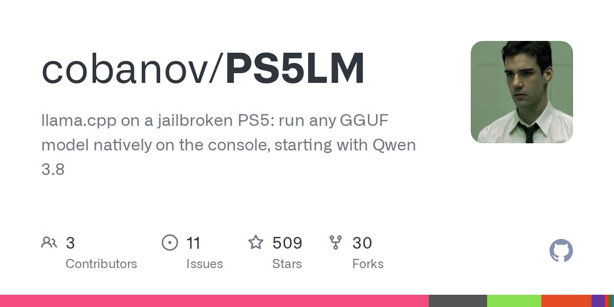 PS5LM 开源：已越狱的 PS5 可用 llama.cpp 跑本地大模型并提供 API