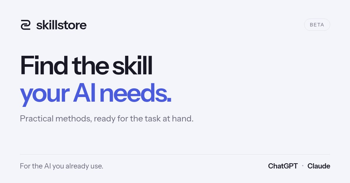 Skillstore 面向 Claude Code 和 Codex 提供 skill 检索，通过 MCP 按任务取用说明