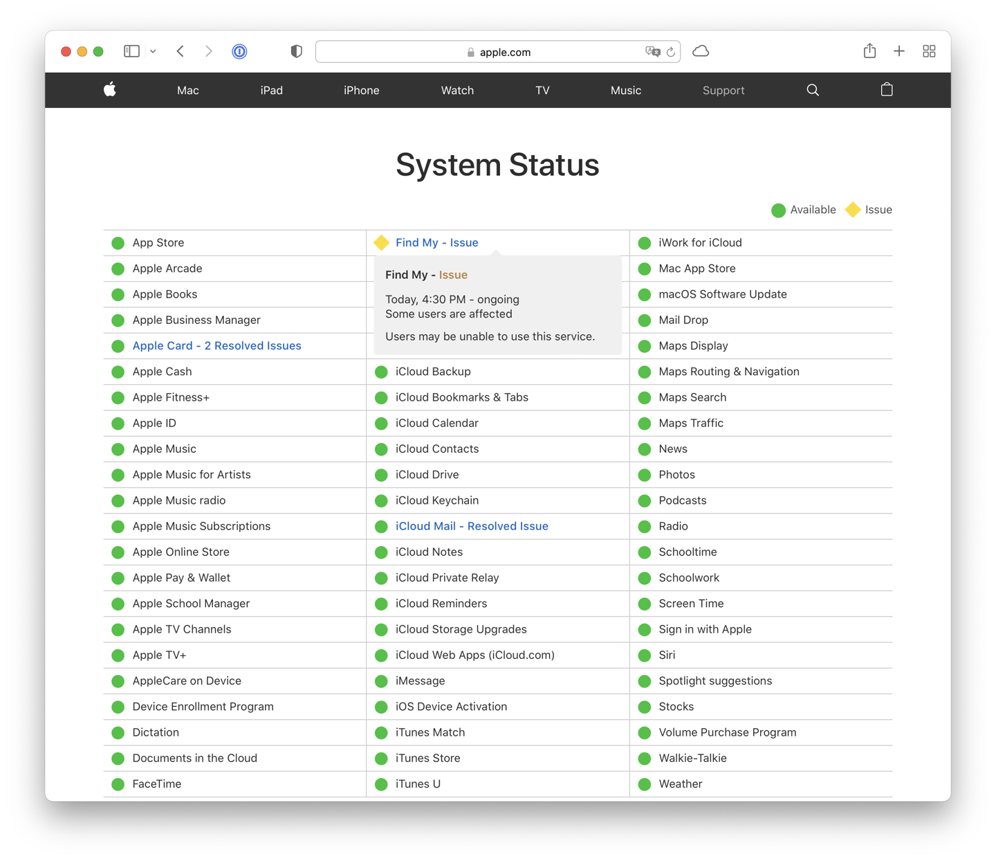 部分苹果 iPhone/iPad 用户“查找我的”App 服务宕机