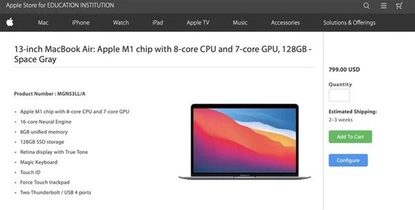 苹果最便宜的MacBook或将到来:搭载M1、价格5300元左右