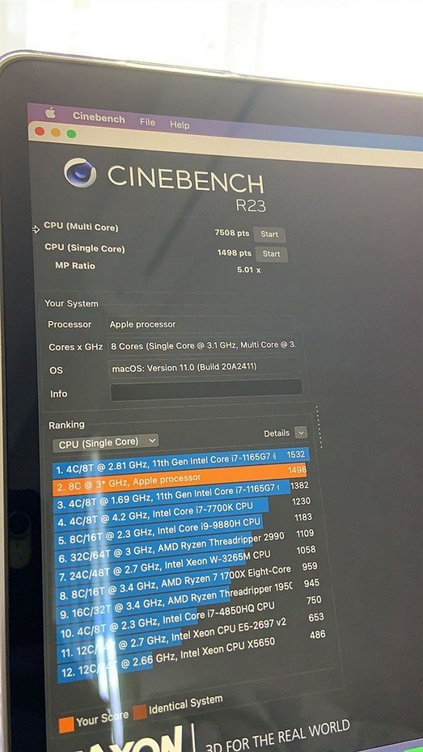 性能爆发!搭载M1芯片的苹果新MacBook Pro跑分出炉:碾压Intel处理器