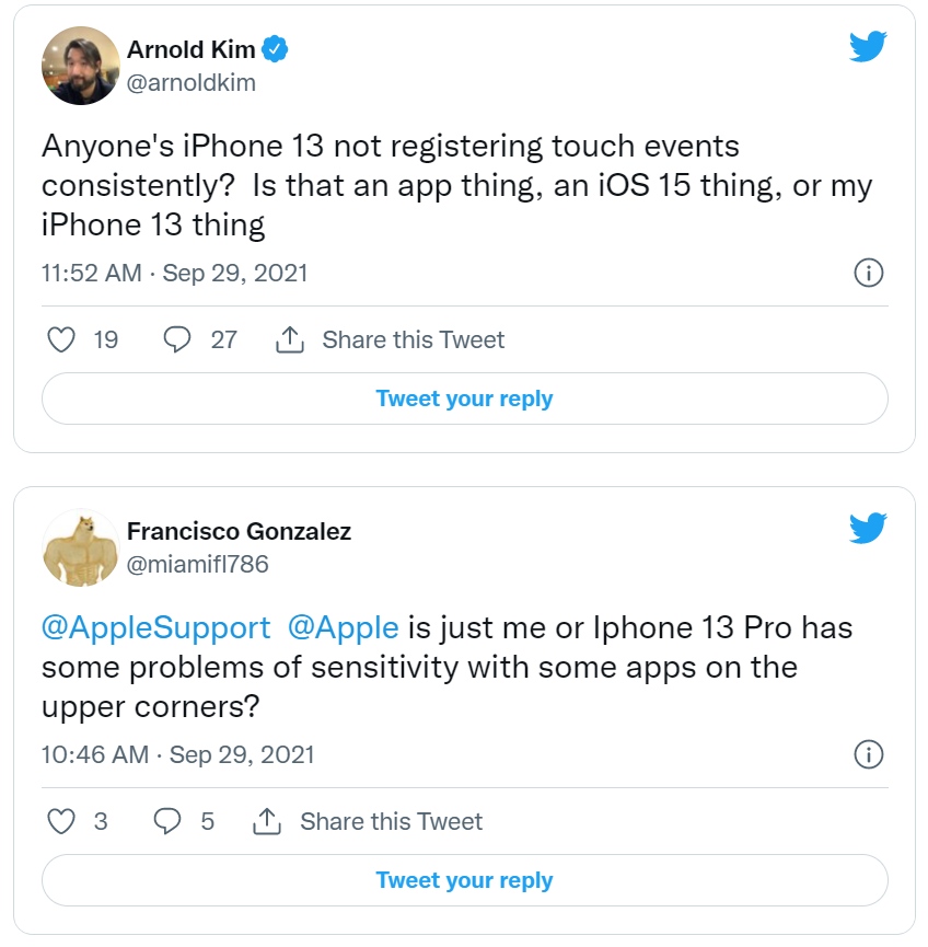 部分苹果 iPhone 13/Pro 用户反映遇到触控失灵问题,旧机型更新 iOS 15 后也会出现
